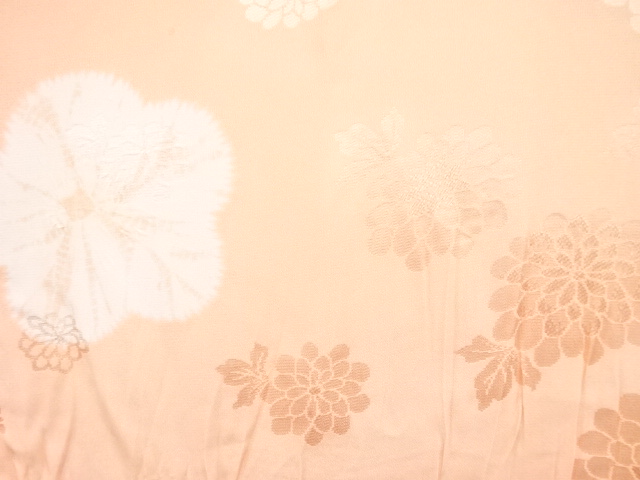  絞り　花模様　単衣長襦袢